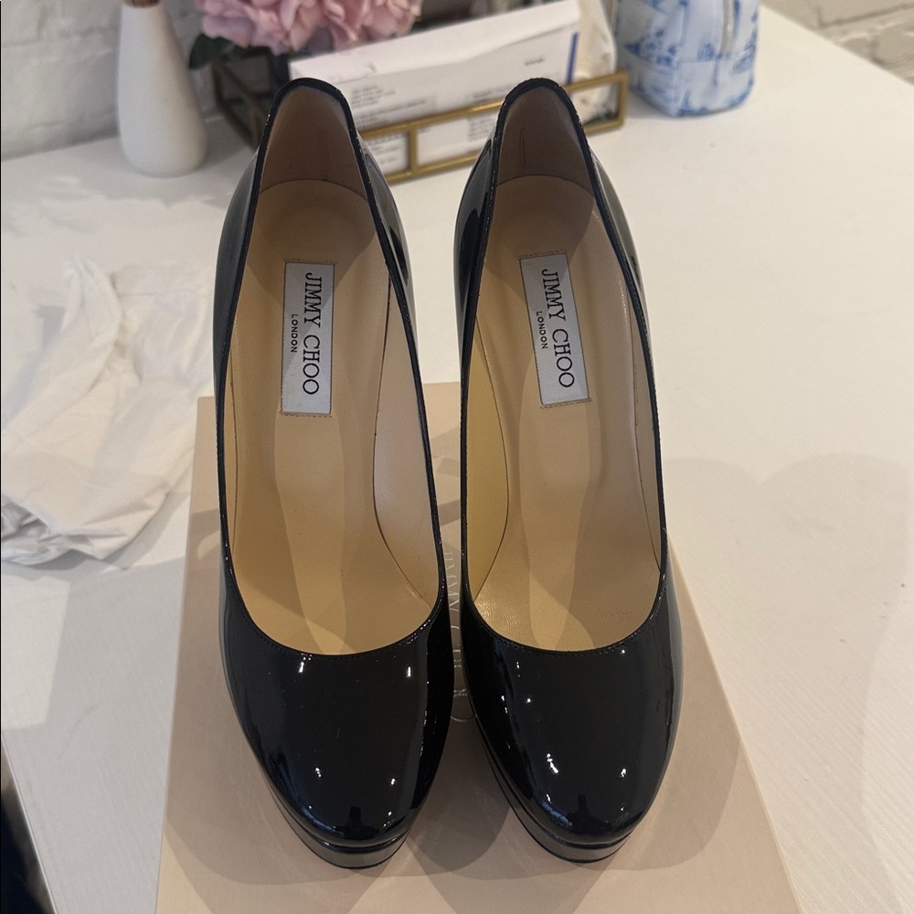 Jimmy Choo Cosmic Black Patent Pumps